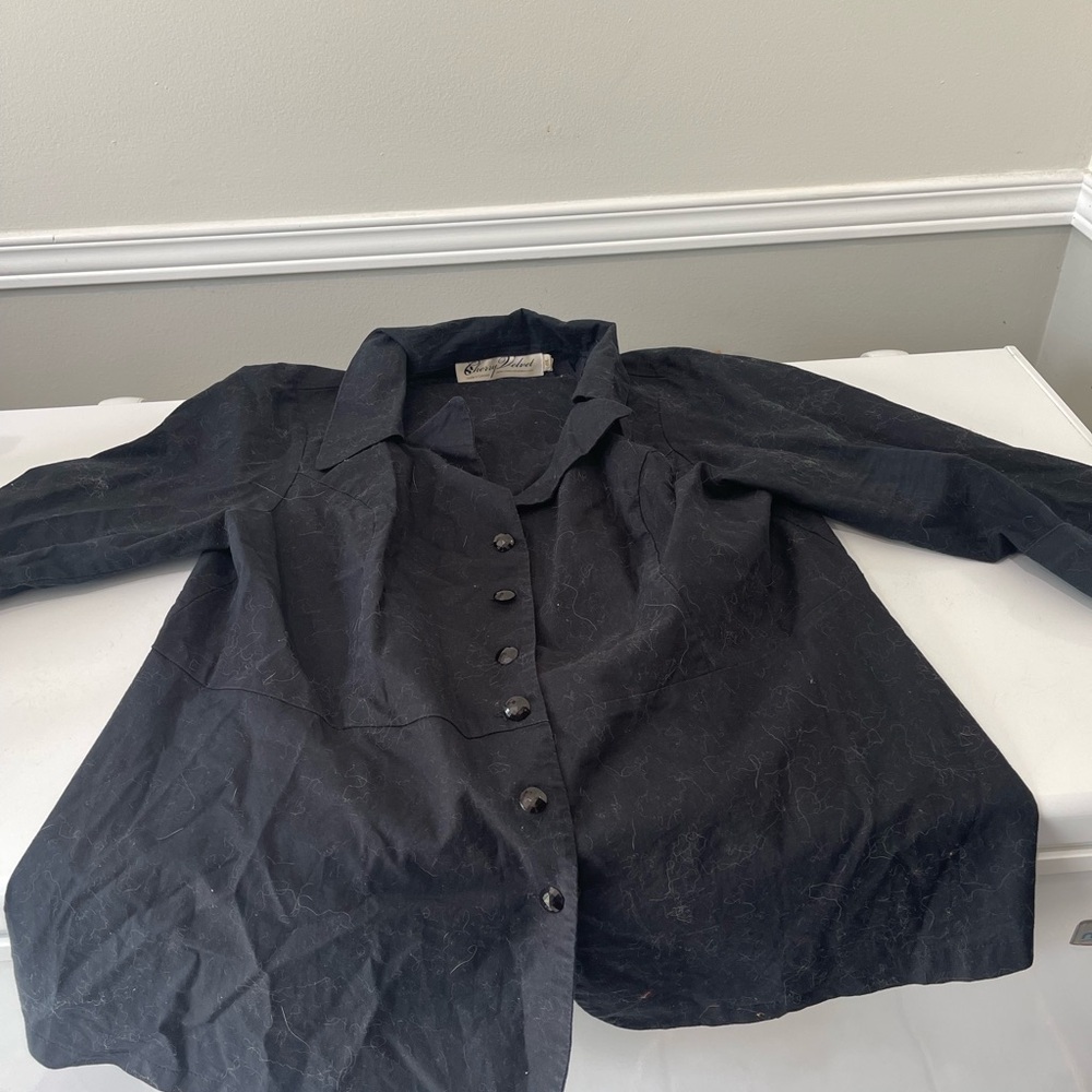 Cherry Velvet Plus Black Peplum Jacket